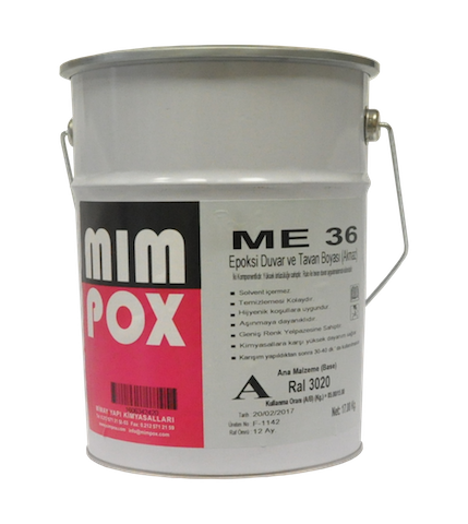 Mimpox ME36 Epoksi Duvar Boyası - 20kg set Gri (RAL7032)