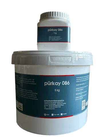 pürkay 086. İki komponentli su bazlı şeffaf yüzey koruyucu ve yüzey cilası. Yüksek çizilme direnci vardır.